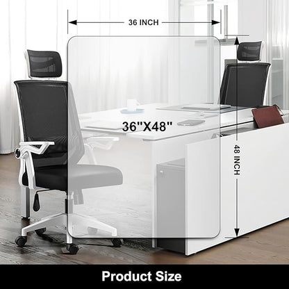 Kuyal Office Chair Mat for Hardwood Floor, 36'' x 48'' Rectangle Transparent Desk Thick Durable Chair Mat for Rolling Chairs, Easy Glide, Floor-Protector