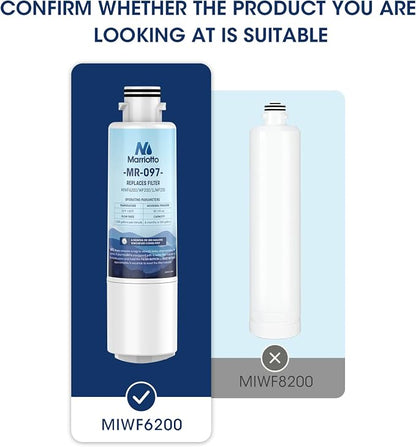 MARRIOTTO MIWF6200 Water Filter Replacement for Midea MIWF6200, MRS26D5AST, MRS26D7AST, MRQ22D7AST, MF-2008-R2, NS-WF26SS0-1, Zline MIWFT2100, RFM-W-36, WF200, SJWF200, SJG2254FS, NSF42, (2 Pack)