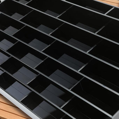 Vevitts Acrylic Business Card Holder for Desk Multiple Business Card Holders 28 Slot 7 Tier Large Business Card Organizer Business Card Display Rack Black Plastic Business Card Stand for Home Office