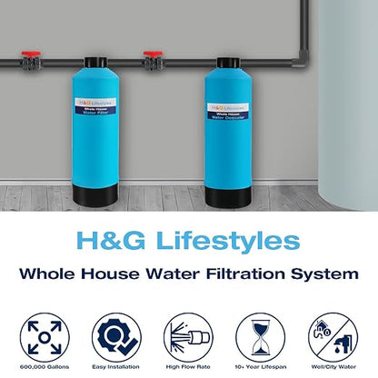 H&G Lifestyles Whole House Water Descaler Water Filter, Saltless Water Softener for Whole Home,Anti Scaler Buildup,Remove Heavy Metal Odor.700,000 Gallons