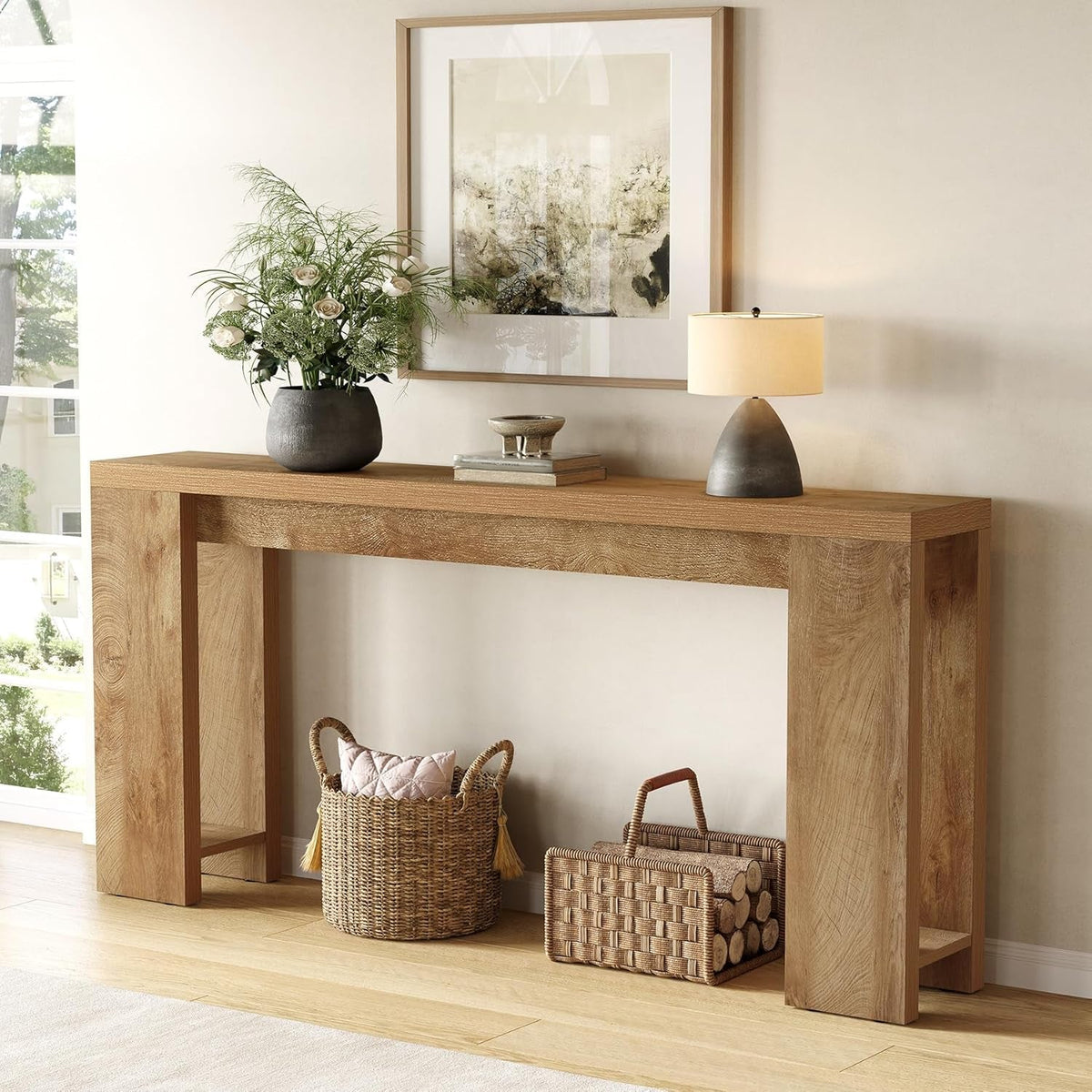 70.9-Inch Long Console Table, Narrow Sofa Table behind the Couch, Farmhouse Console Table for Living Room, Entryway, Hallway