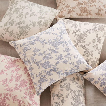 100% Cotton French Pastoral Throw Pillow Covers Set of 2, 18X18 Inch Blue Farmhouse Decorative Cushion Covers for Sofa Bed Living Room Home Decor