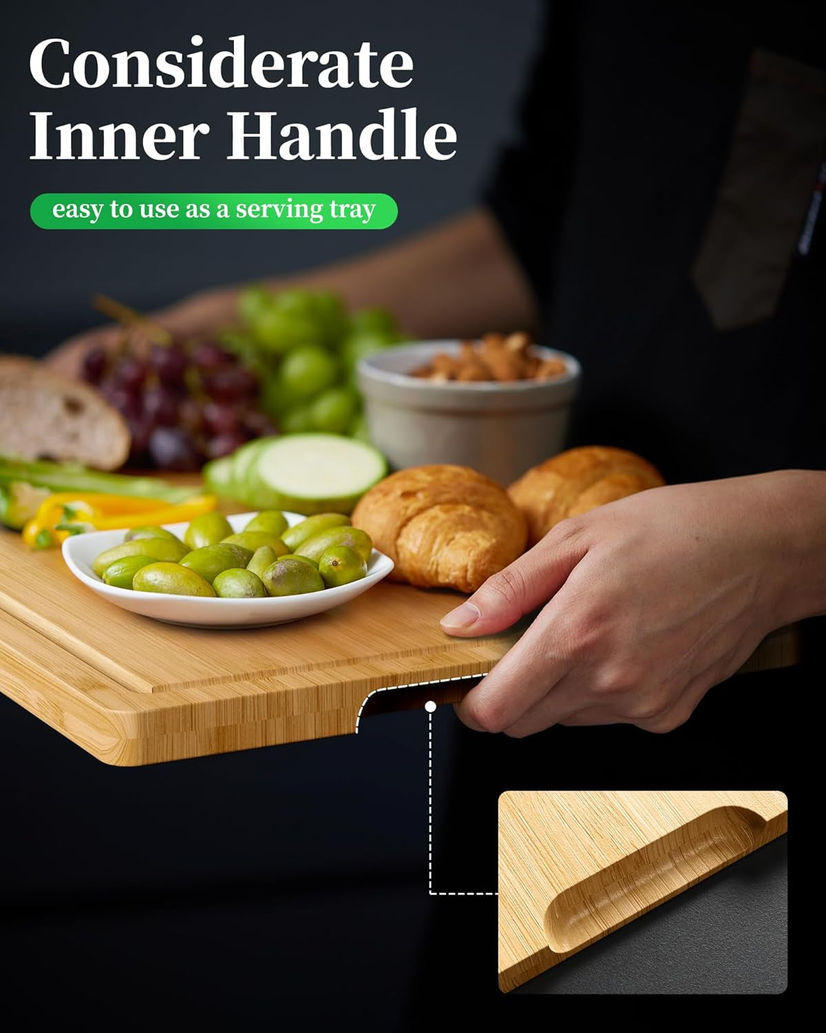Bamboo Cutting Board - Multi-Sizes Wooden Cutting Boards for Kitchen, Convenient Kitchen Essentials with Deep Juice Grooves, Natural Cutting Board for Chopping & Serving, 15.0" X 10.0"