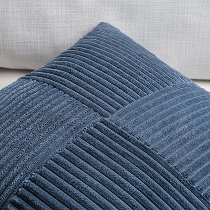 2 Packs Dusty Blue Decorative Throw Pillow Covers 18X18 Inch for Living Room Couch Bed, Farmhouse Boho Home Decor, Soft Corss Corduroy Patchwork Textured Square Cushion Case 45X45Cm