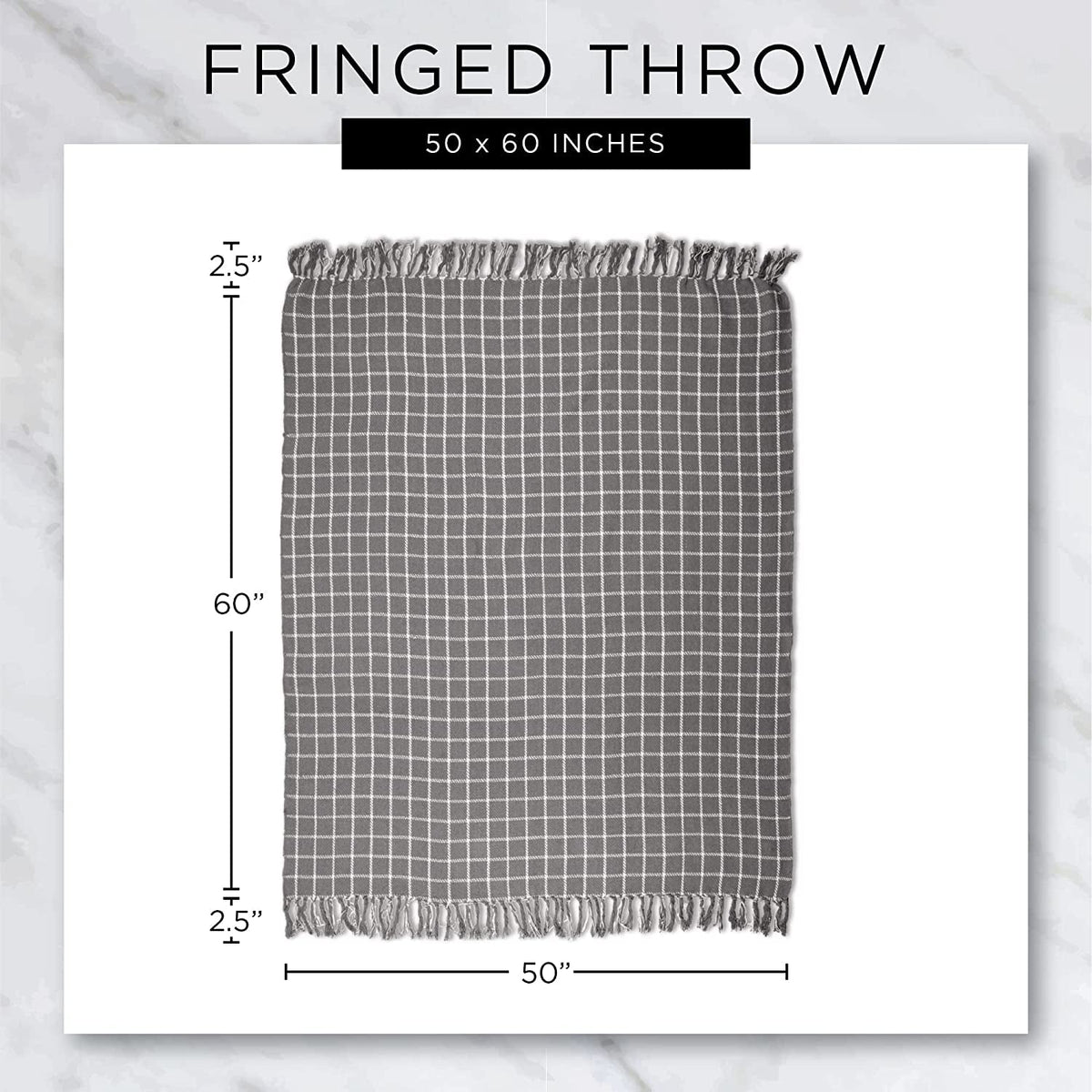 Rustic Farmhouse Double Diamond Woven Throw, 50X60, Stone