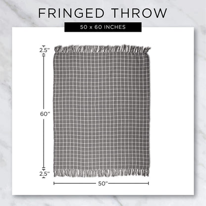 Rustic Farmhouse Double Diamond Woven Throw, 50X60, Stone