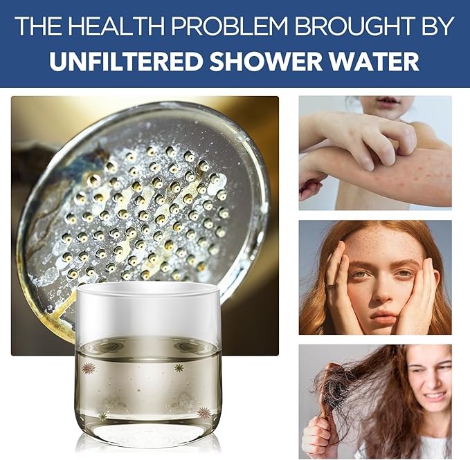Filtered Shower Head with 5 Modes, HOPOPRO High Pressure Showerhead with Filter, 2-In-1 Fixed Showerhead Filter for Hard Water, Remove 99% Chlorine, Improves Skin Hair Condition (4 Inch Silver)