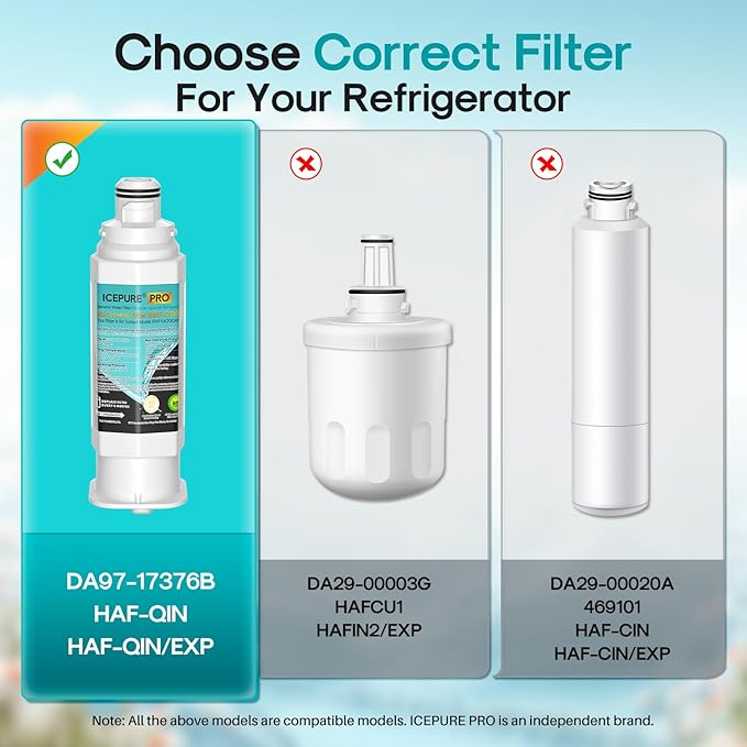 ICEPURE PRO DA97-17376B Refrigerator Water Filter Replacement for Samsung HAF-QIN/EXP, HAF-QIN, RS27T5200SR WS645A RS22T5201SR RF28R7201SR RF32CG5400SR RF27CG5400SR DA97-08006C WD-F45 RWF4200AH, 1PACK