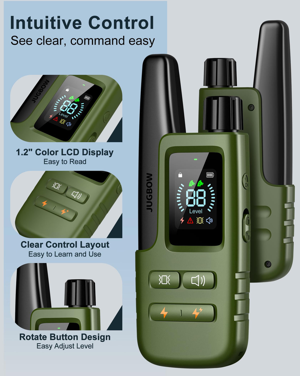 Dog Shock Collar - 4500FT Dog Training Collar with Remote, IPX8 Waterproof Electric Dog Collar with 4 Training Modes, Security Lock, Rechargeable eCollar for 10-120lbs Small Medium Large Dogs