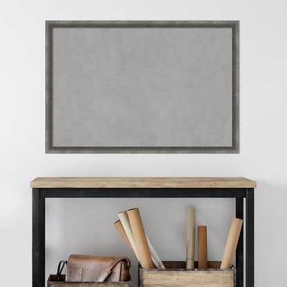 Amanti Art Grey Framed Magnetic Board 26x38 Large Vision Board for use with Magnets, 100% Metal Sheet to Display Items as Office Decor or for Home Organization in mudroom, Kitchen or Kids Room