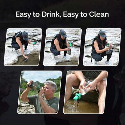 Gravity Water Filter Kit - HFM Carbon & Pre Filter, Portable Squeeze Pouch - Reliable Camping & Hiking