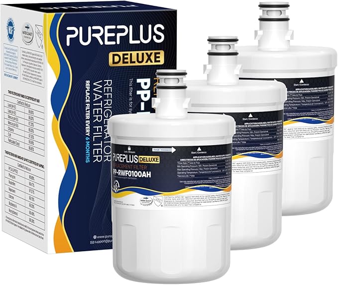 PUREPLUS NSF/ANSI 401, 53, 42 & NSF P473 Certified Replacement for LG LT500P, ADQ72910901, GEN11042FR-08, Kenmore 9890, 469890, HDX FML-1, ADQ72910907 Refrigerator Water Filter, 3Pack