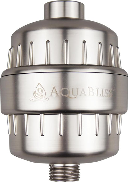 AquaBliss High Output Revitalizing Shower Filter - Reduces Dry Itchy Skin, Dandruff, Eczema, and Dramatically Improves The Condition of Your Skin, Hair and Nails - Brushed Nickel (SF100-BN)