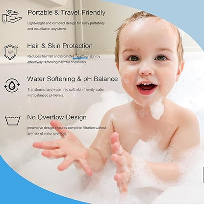 Bath Water Filter for Tub Fauce,10-Stage Bathtub Filter with Vitamin C.Eliminates Chlorine,Impurities,Softens Hard Water for Skin & Hair Care,BPA-Free+pH Balance,3000Gal Capacity (Porcelain White)