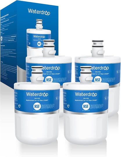 Waterdrop 5231JA2002A Refrigerator Water Filter, 4 Pack | Replacement for LG®LT500P®, GEN11042FR-08, ADQ72910911, ADQ72910901, Kenmore® 9890, 46-9890, LFX25974ST, LMX25964ST