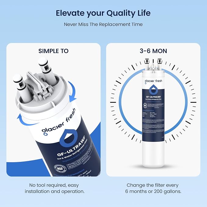 GLACIER FRESH ULTRAWF Frigidaire Refrigerator Water Filter, 3 Pack | Compatible with Pure Source Ultra, Kenmore 9999, 469999, 46-9999, A0094E28261, NSF 42 Certified