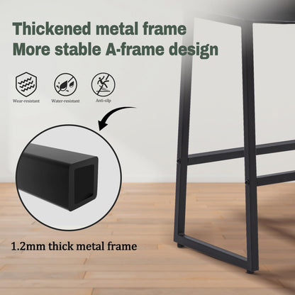 Black Bar Stools Set of 6 for Kitchen Island Counter Height Stools Modern Backless Barstools with Upholstered Faux Leather Saddle Seat and Metal Frame Industrial Bar Chairs, 24 inch