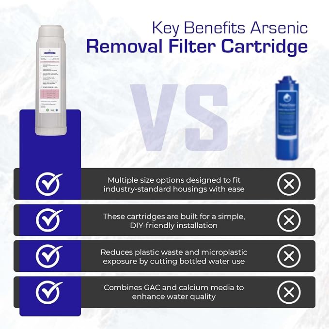Crystal Quest Arsenic Water Filter Cartridge – Reduces Arsenic – Long Lasting, Easy to Install, High-Capacity, Steady 3 GPM Flow – Improves Water Quality for Home and Office - 4-5/8" x 20"