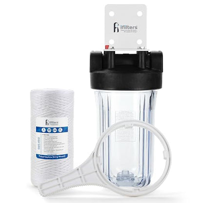 Whole House Sediment & Rust Complete Filtration System with Clear Housing 1" Ports
