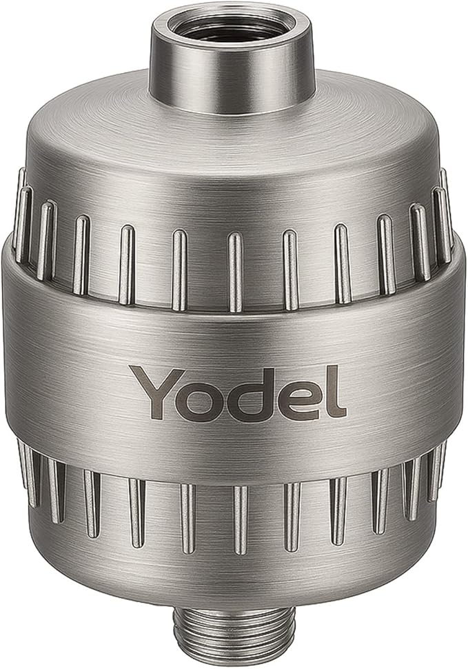 Yodel Shower Filter Brushed Nickel - Shower Head Filter for Hard Water - Water Softener to Remove Chlorine and Fluoride,Improve Hair and Skin Condition