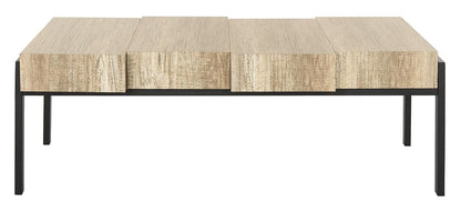 SAFAVIEH Home Collection – Alexander Multi Brown & Black Rectangular Coffee Table, Industrial Block Design, Metal Frame Accent Table (COF7005A)