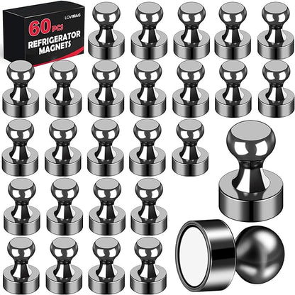 LOVIMAG Fridge Magnets 60Pcs Refrigerator Whiteboard Small Strong Magnet Classroom Kitchen Accessories Decorative Locker Set Decor Must Haves Office Calendar Refrigerador Magnetic Cute Crafts Black