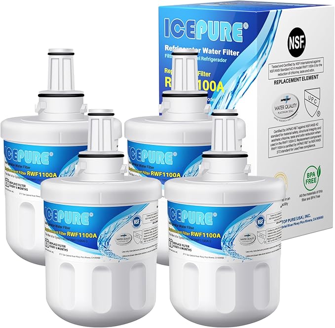 ICEPURE DA29-00003G Refrigerator Water Filter Replacement for Samsung DA29-00003G, DA29-00003B, RSG257AARS, RFG237AARS, Aqua-Pure Plus, HAFCU1, RFG297AARS, RS22HDHPNSR, WSS-1, RWF1100A, 4PACK