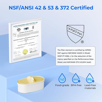 [Original] Waterdrop PF01A-P Upgrade NSF 53 & 42 & 372 Certified Filter | Replacement for Waterdrop Pitcher and Dispenser, Reduces Lead, PFAS, PFOA/PFOS, Chlorine, Cadmium, Copper, Mercury, 2 Pack