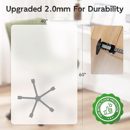 HOMEK Office Chair Mat for Hardwood Floor, 60" x 40" Clear Computer/Desk Chair Mat for Hard Floor, Thicker, Easy Glide, Non-Slip, Protects Hard Surfaces from Scratches, Ideal for Home or Office