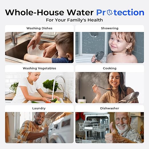 iSpring WGB31B-PF Whole House Water Filter System, SGS-Tested to Remove up to 99% PFAS, 3-Stage Filtration Reduces Sediment, Chlorine, Taste & Odor, 10-Inch Filters, 1" Inlet/Outlet