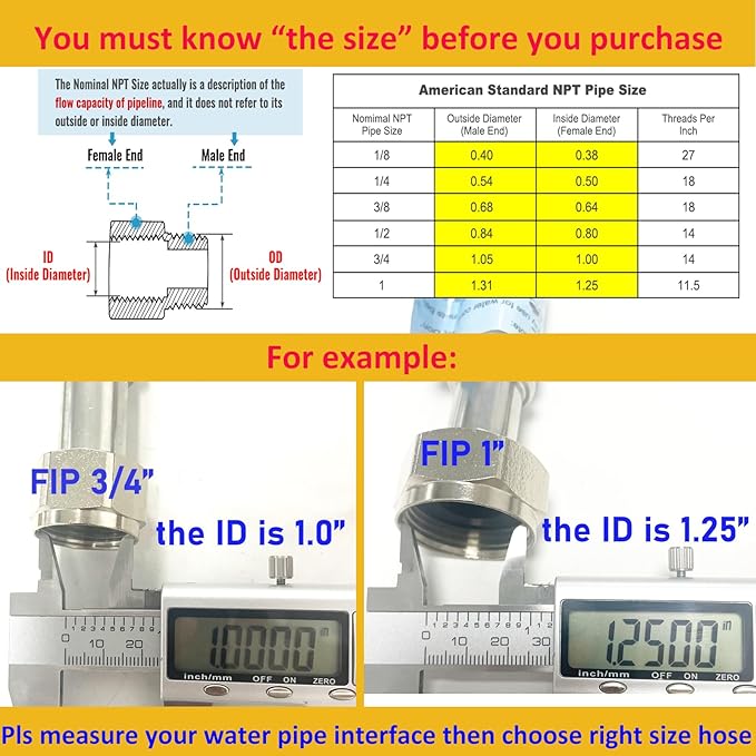 Plus Hot Water Heater Hose with 1" (Female Iron Pipe),18" length Flexible Corrugated Flexible Pipes,Replacement Flex Lines Connector (Large Caliber Tube-Inner Diameter 0.95")
