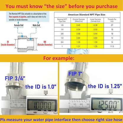 2 PACK,36 inch Length Hot Water Heater Hose 1"FIP x 1" FIP Water Line,Stainless Steel Flexible Corrugated Water Heater Connector, 1 Inch Water Softener Flex Pipe Hose (0.7"ID)