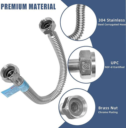 Plus Hot Water Heater Hose with 1" (Female Iron Pipe),18" length Flexible Corrugated Flexible Pipes,Replacement Flex Lines Connector (Large Caliber Tube-Inner Diameter 0.95")