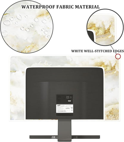 Baocicco White Gold Waterproof TV Display Screen Cover with Abstract Texture Marble Design 58, 59, 60 Inch Television Covers Sleeve Compatible with LCD LED PC Desktop and Home Hanging TV