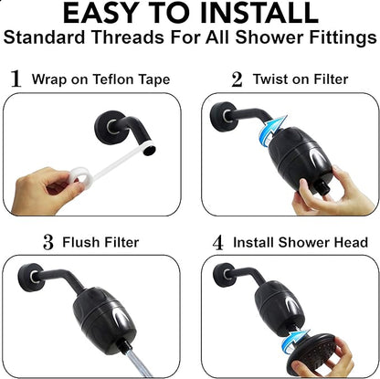 Aqua Elegante Shower Water Filter For Shower Head - Universal Home Showerhead Filters To Remove Chlorine + Hard Minerals - Purifier And Filtered Softener System Best With Charcoal - Oil-Rubbed Bronze