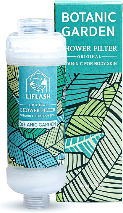 LIFLASH Vitamin C Shower Filter for Hard Water, Aromatherapy Softener Purifier, Help with Softer Skin and Hair Enhancement, for Universal Output Showerhead, Easy Installation (BOTANIC GARDEN)