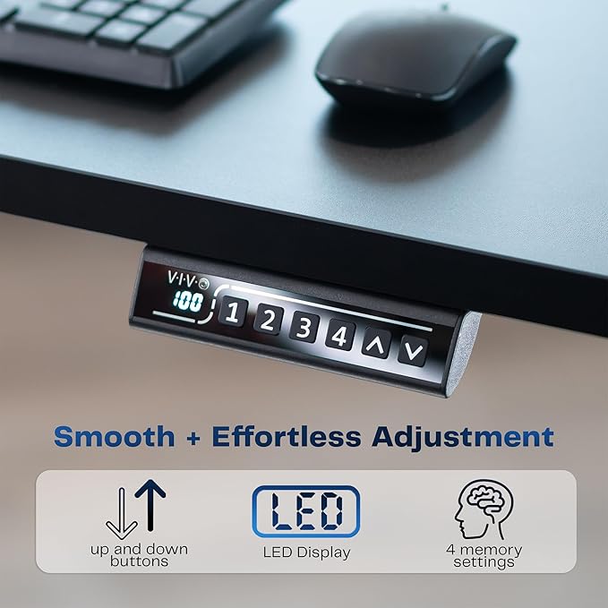 VIVO Electric 63 x 32 in Standing Desk, Memory Height Adjustment, 1B Series, Holds 220 lbs, Dark Walnut Top White Frame, DESK-KIT-1W1D