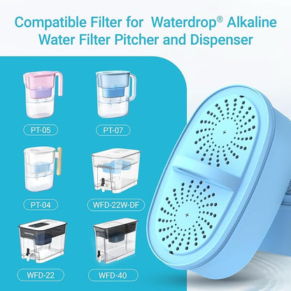 AQUA CREST PF-AL Alkaline Water Filter Replacement for Waterdrop® Pitchers | Replacement for Waterdrop® Pitcher and Dispenser & PF-AL Filter, Reduces PFOA/PFOS, Chlorine, Last Up to 100 Gallons, 3 Pack