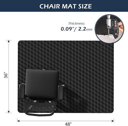 SALLOUS Chair Mat for Carpet 36" x 48" - 3D Geometric Chair Mat for Carpeted Floors, Heavy-Duty Carpet Protector Computer Desk Mat with Grips, Non-Slip Vinyl Floor Mat for Home Office, Black