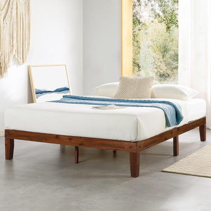 Naturalista Classic - 12 Inch Solid Wood Platform Bed with Wooden Slats, No Box Spring Needed, Easy Assembly, Queen, Espresso
