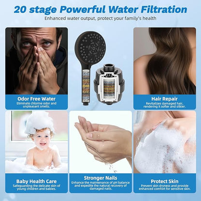 Hibbent Dual Filter All Metal 10"Rainfall Showerhead Combo, High Pressure Shower Head with 10-Spray Mode Handheld, 4-way Diverter with Pause Mode, 71'' Shower Hose & Holder, Oil Rubbed Bronze