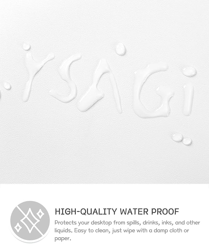YSAGi Non-Slip Leather Desk Pad, Waterproof Laptop Computer Desk Keyboard Mat, Table Protector Blotter Mat, Large Mouse Pad for Office/Work/Home/Decor(White, 23.6" x 13.7")