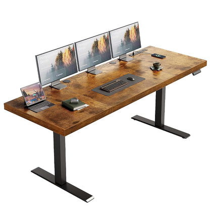 71" Executive Electric Standing Desk Height Adjustable, Rustic Brown