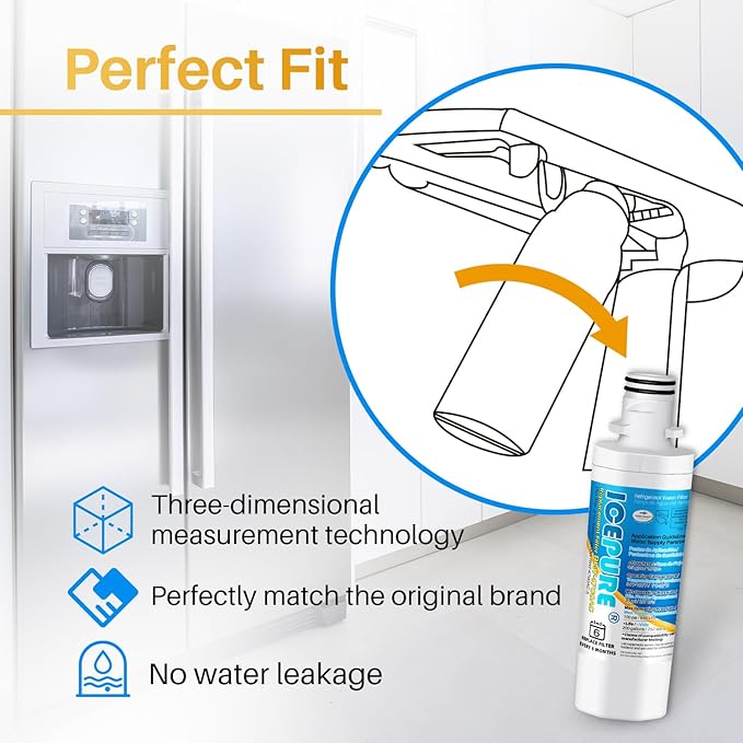 ICEPURE ADQ747935 Refrigerator Water Filter and Air Filter Replacement for LG ® LT1000P®,MDJ64844601, Kenmore Elite 9980, ADQ74793501 LT1000PC ® ADQ74793502, LMXS28626S, LFXS26973S, LT120F®, 4PACK