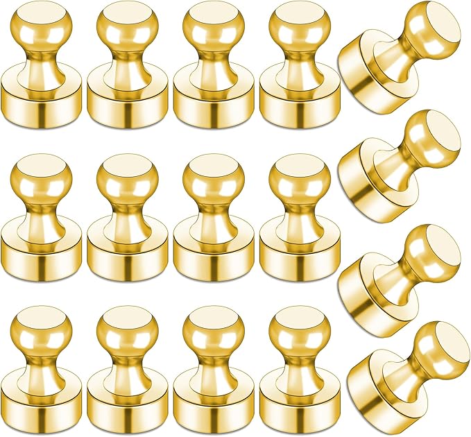 LOVIMAG Fridge Magnets 16Pcs Refrigerator Whiteboard Small Strong Magnet Classroom Kitchen Accessories Decorative Locker Set Decor Must Haves Office Calendar Refrigerador Magnetic Cute Crafts Gold
