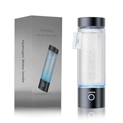 Hydrogen Water Generator Bottle - 400ml Rechargeable Ionizer, Portable Hydrogen Rich Water Cup Maker, Travel, Sports, Gift (Black)