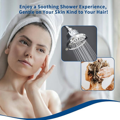 Filtered Shower Head for Healthier Hair & Skin – Removes Chlorine & Heavy Metals,Shower Head Filter for Hard Water Protect Colored Hair, And Soothe Dry Skin (Chrome)