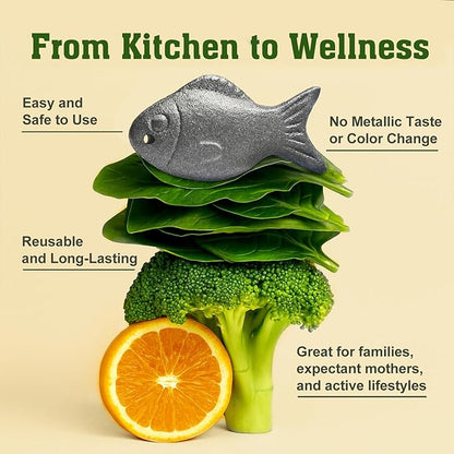 Iron Fish for Cooking - Natural Iron Source for Iron Deficiency Support - Reusable Supplement Alternative for Vegans, Pregnancy & Women