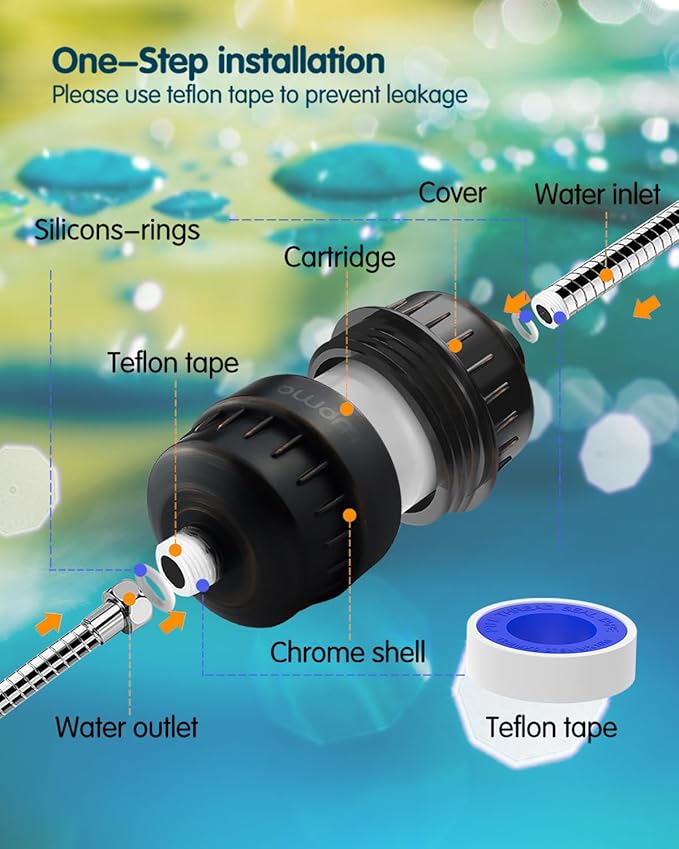 Shower Filter,Hard Water filter Shower Head Filter 15 Stage Cartridge Remove Chlorine Heavy Metals and Other Sediments,Vitamin C Water Softener Reduces Dry Itchy Skin,Dandruff BWDM(Oil-Rubbed Bronze)