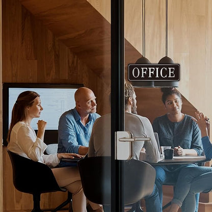 The Office Door Sign for Home and Business，Self-Adhesive Waterproof and Fade-Resistant Modern Brushed Silver Office Sign Sticker for House，Business，Door, Window（Silver）